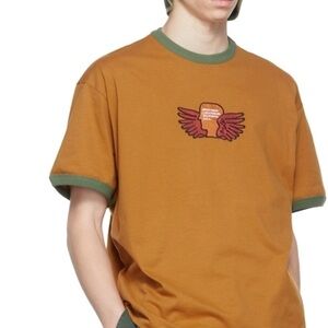 Brain Dead Los Angeles Flyers Ringer Short sleeve tee brown/green Medium NWOT